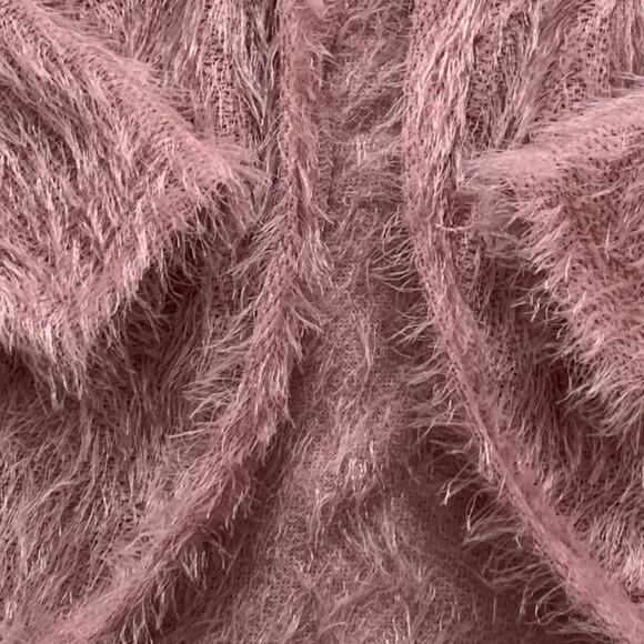 Another Reason Cardigan Sweater Mauve Teddy Bear Fuzzy Soft Open Front Small - Picture 8 of 14